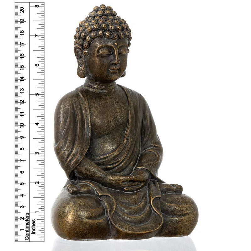 dharma emporium Buddha Statue, Antique Finish, 8”, Meditating, Seated Amitābha (Antique Bronze Patina)