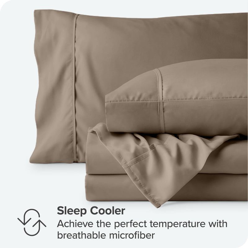 California King, Taupe : Premium 1800 Ultra-Soft Microfiber Collection California King Sheet Set, Hypoallergenic, Easy Care, Wrinkle Resistant, Deep Pocket (Cal King, Taupe)