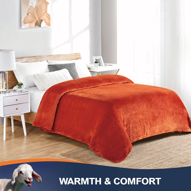 Walensee Fleece Blanket Plush Throw Fuzzy Lightweight (Throw Size 50ââ‚¬Âx60ââ‚¬Â Orange) Super Soft Microfiber Flannel Blankets for Couch, Bed, Sofa Ultra Luxurious Warm and Cozy for All Seasons