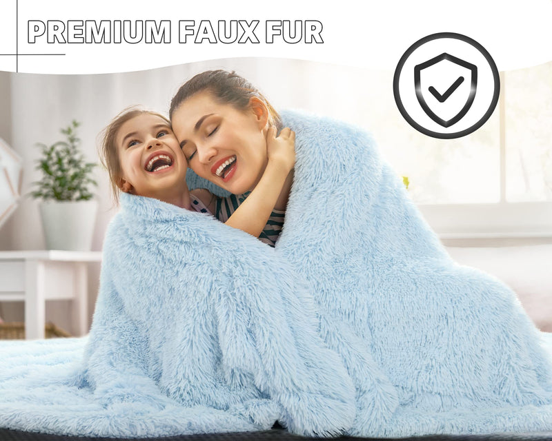 BENRON Light Blue Throw Blankets, Super Soft Shaggy Fuzzy Sherpa Blankets, Cozy Warm Lightweight Fluffy Faux Fur Blankets for Bed Couch Sofa Photo Props Home Decor, Washable 60"x80"