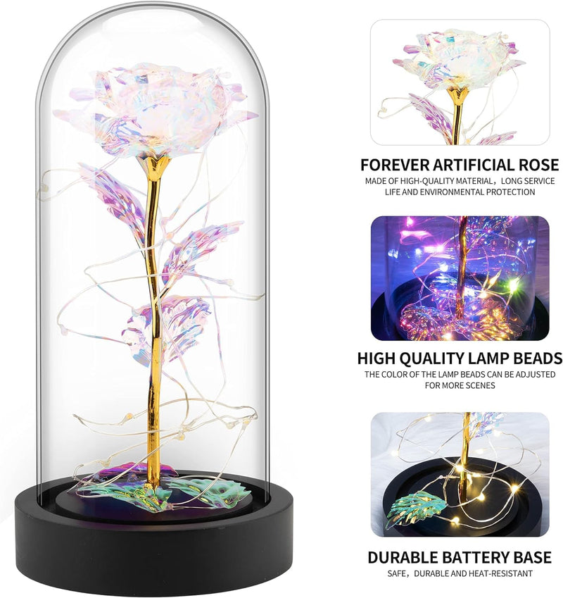 Whitecloud TRANSFORMING HOMES Romantic Rose Light in Glass Dome Unique Gifts for Mom, Wife, Daughter, and Women on Mother's Day, Birthdays, and Valentines (RDL-189) (1)