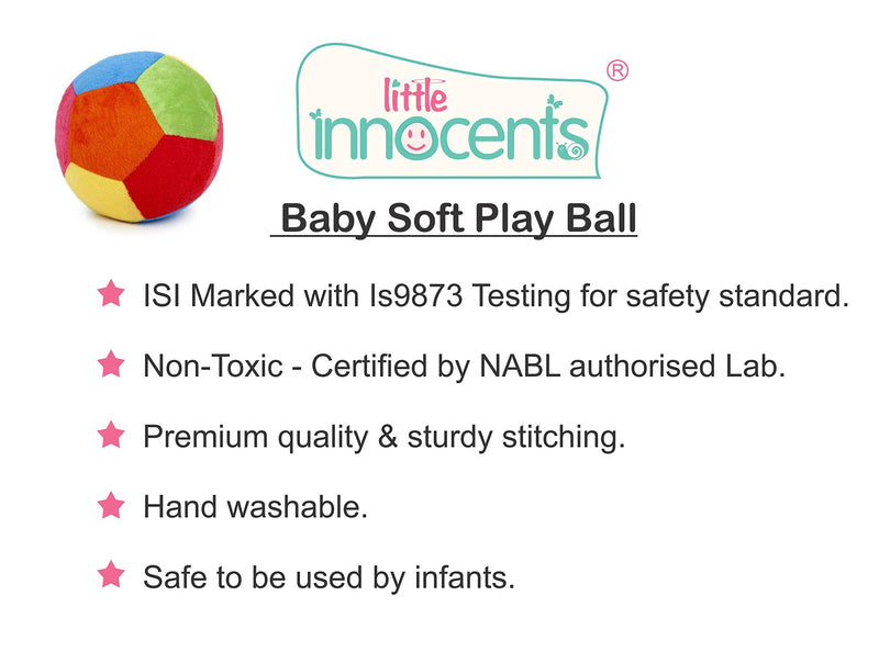 Little Innocents® Non-Toxic, BPA Free, ISI Marked Soft Baby Play Ball Stuffed Soft Toy with Rattle Sound for Infants (Small) - 12 cm