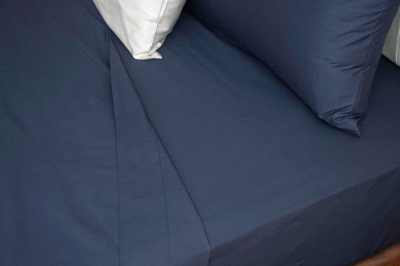 Belong 100% Organic Cotton 200 TC All Round Elastic Fitted King Size Premium Bedsheet with 2 Pillow Covers, Plain Bedsheet 72"x78"x13" inch Deep Pocket (Navy Blue)