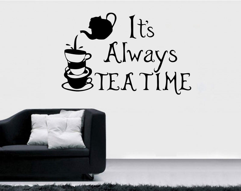 Asmi collection Vinyl Tea Time Wall Sticker, 90 x 60 cm, Black (AO073-1)