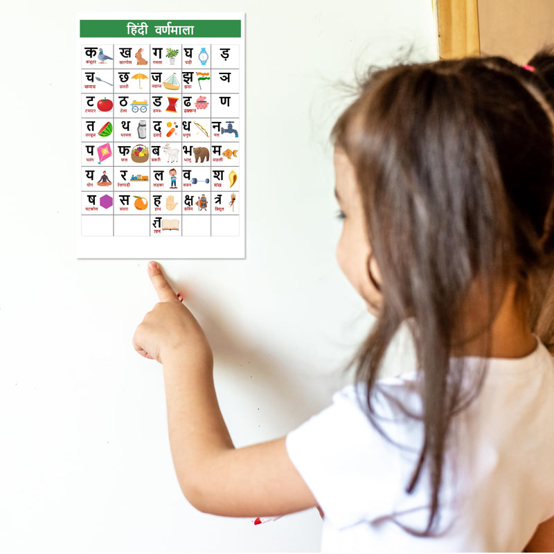 Thinking how Kids Preschool Learning Hindi Alphabets varnamala Chart Vinyl Sticker क ख ग घ (30x48 cm) Kids Wall Sticker Chart