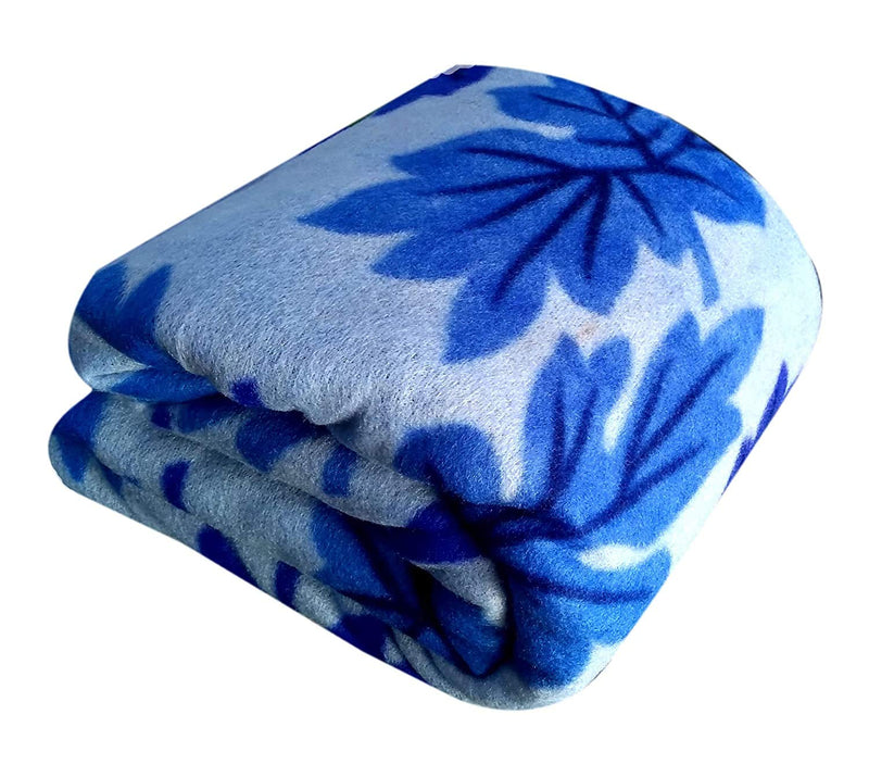 Dua Fashion Hub Print Woollen Quilt(Razai) Cover(Double Blanket/Quilt) (Blue Leaf)