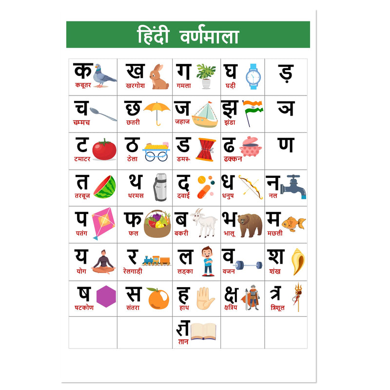 Thinking how Kids Preschool Learning Hindi Alphabets varnamala Chart Vinyl Sticker क ख ग घ (30x48 cm) Kids Wall Sticker Chart