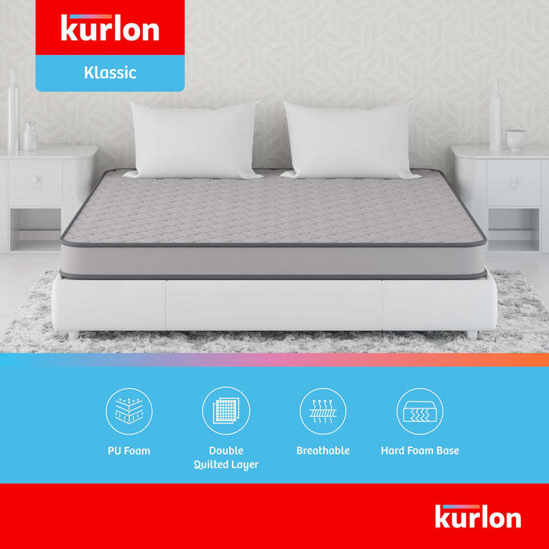 Kurl-On Klassik Essential Mattress|Hybrid Mattress with Natural Coir and HR Foam Layers|Quilted Memory Foam|Medium Firm|5 Years Warranty