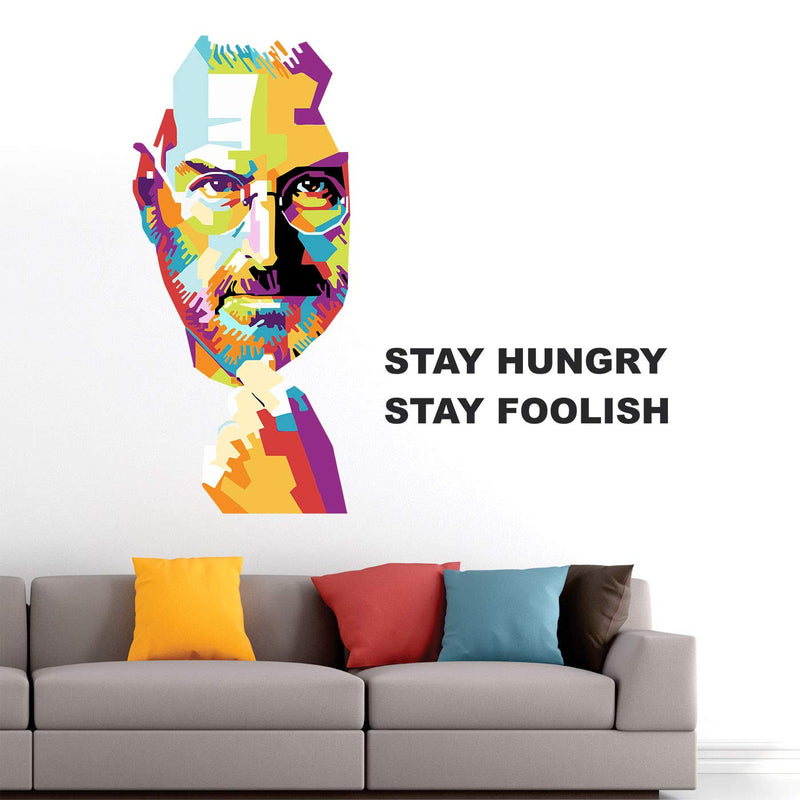 StickMe 'Steve Jobs - Chase Your Dreams - Office - Motivational - Inspirational - Quotes - Warp Art - Creative - Colourful Wall Sticker ' -SM580 (Multi Colour, Vinyl - 80cm X 70 cm)