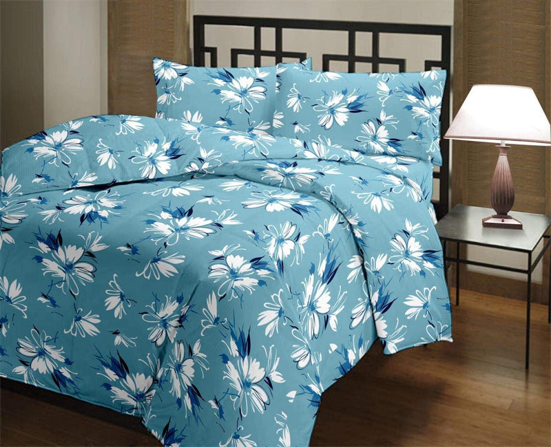 ROMAN HOME Microfiber Design Print only Single Bed Reversible ac Blanke/ac Dohar/Quilt (Single Bed, Blue Flower) Size 85 X 65 in.