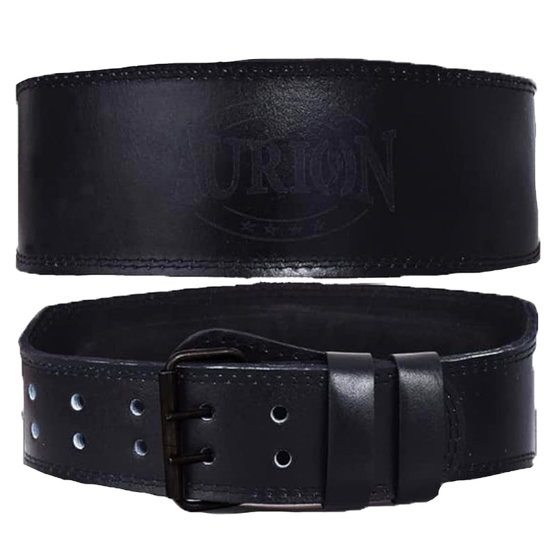 Aurion by 10 club Premium Genuine Leather Weight Lifting Belt-Medium | HeavyDuty Powerlifting Belt | Body Fitness And Gym Back Support Weightlifting Belt | Unisex | Adjustable Buckle | Full Black