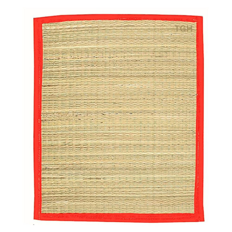 Trustful Gift House Tgh Aasan Rectangular Mat For Sitting - Kusha Grass Aasan Korai Grass Mat For Pooja 24 X 18 Inch [Pack Of 1] Red