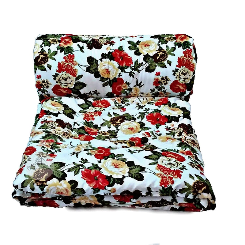 Roman Home Beautifully Soft and Skin Friendly Poly Cotton Floral Design Printed Single Bed AC Blanket | Dohar | Quilt