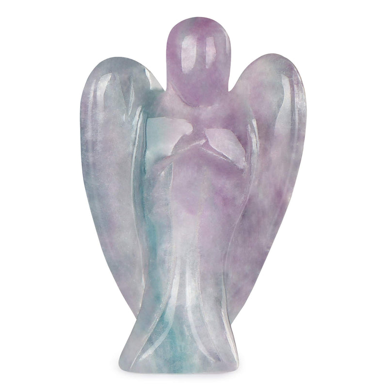 Artistone 2.0" Pocket Peace Guardian Angel,Hand Carved Gemstone Fine Art Sculpture,Guardian Angel Healing Statue (Rainbow Fluorite2)