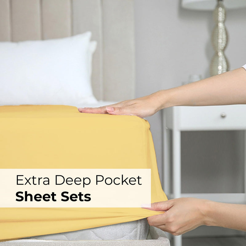 Extra Deep Pocket Sheets - 4 Piece Sheet Set - Twin XL Sheets Deep Pocket - Extra Deep Pocket XL Twin Sheets - Deep Fitted Sheet Set - Extra Deep Pocket Twin XL Size Sheets - Fits Extra Deep Mattress