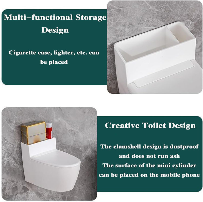 Divik Wall Mounted Toilet Shape Cigarette Ashtray Desktop Ashtray Smokeless Outdoor Ashtray with Lid Suitable for Indoor, Bedroom, Hotel, Bathroom, Office (1Pcs)
