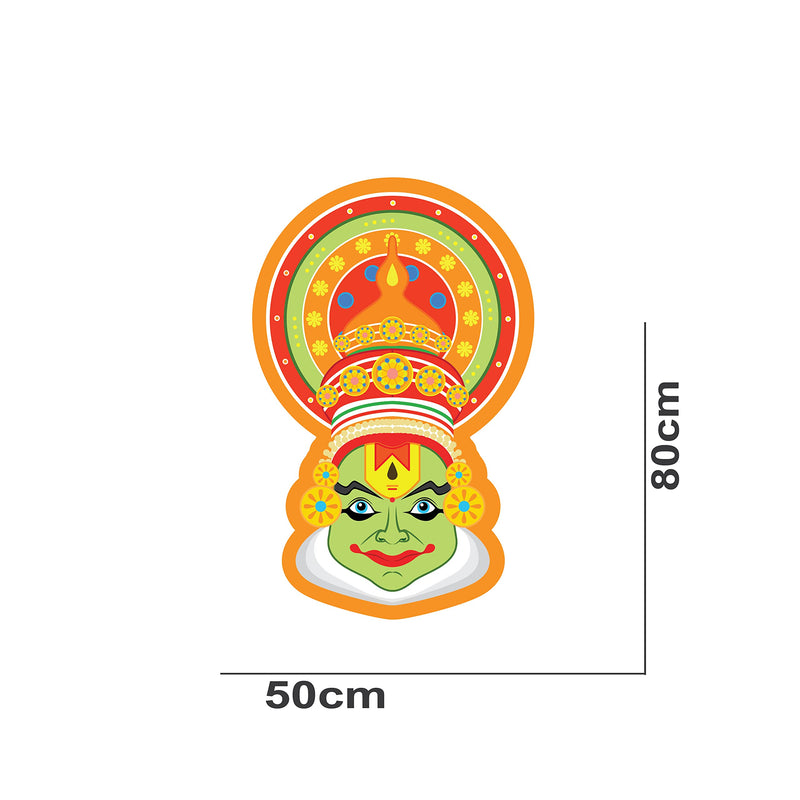 VVWV Kathakali Wall Sticker for Home Decor Living Room Bedroom Play School Printed Wall Stickers L x H 50 x 80 Cms