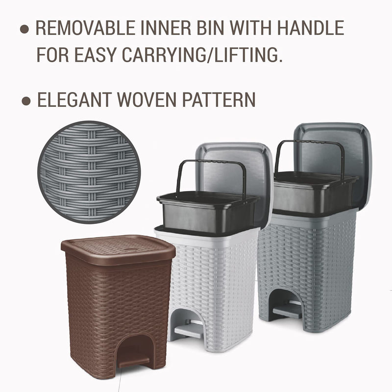 MILTON Step Up Pedal Bin with Removable Inner Bin, 1 Piece, 4 Litre, Grey