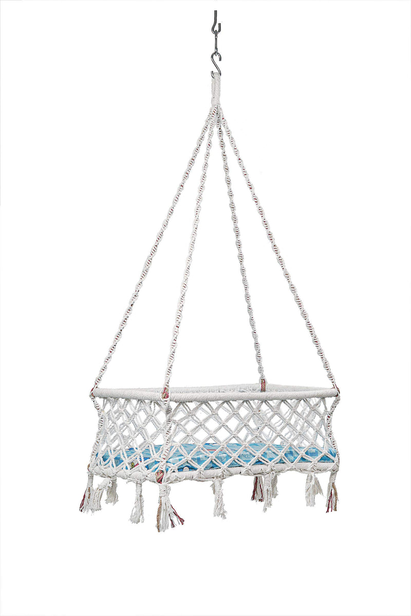 Patiofy Silk Baby Thottil/Used As Baby Hanging Jhula For 0-2 Years Old/Cradle And Swing With Mattress For Babies/White In Colour, 29 Inch