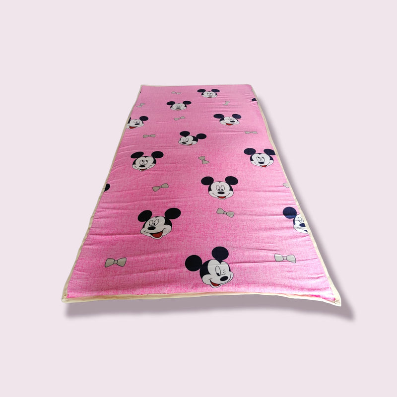 Deevine Craft Slim Single PU Foam Mattress - Foldable, Portable & Versatile for Room, Playard, Picnic - Pink Mickey, 72x36x1