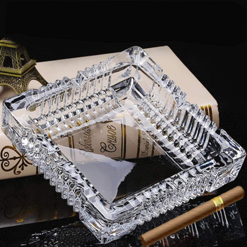 Farielyn-X Crystal Diamond Cut Round Crystal Glass Ashtray For Luxurious Indoor and Outdoor, Desktop Crystal Smoke Collectibel Glass Smoke Collectible Tray Table Decorative set of (CT)