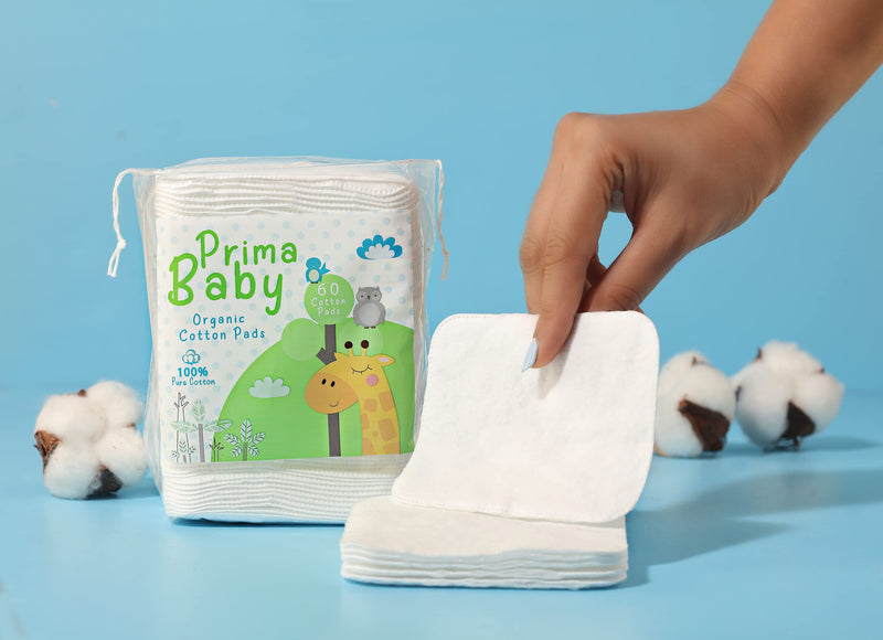 Prima Baby Cotton Squares Soft And Gentle Chemical Free 60 Pcs - Combo Pack Of 3