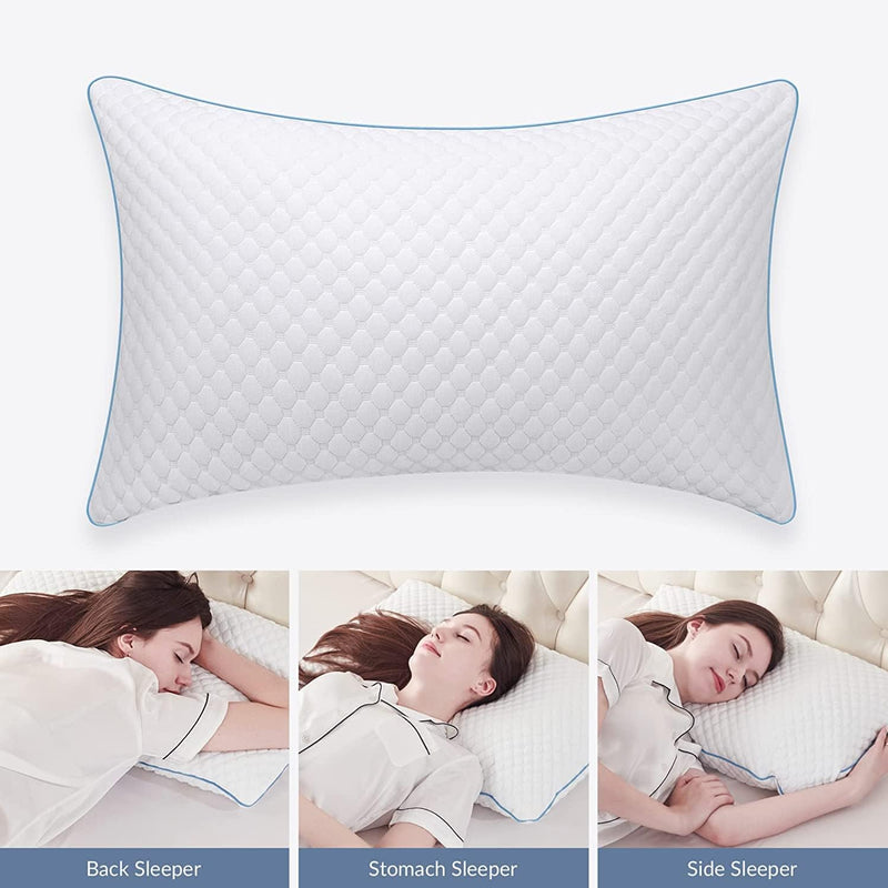 9villa Microfiber Pillow Cooling Side Sleeper Pillow Hotel Bed Pillows Set of 2 for Sleeping Antiq White with Stomach Size 17 * 27 inch