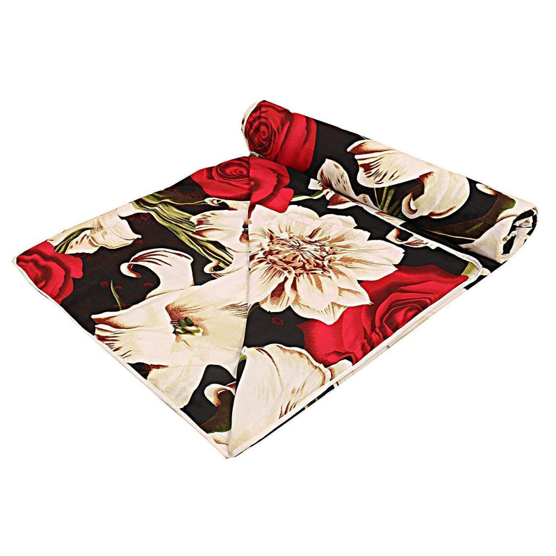 DEILYVERY Poly Cotton Flower Print Single Bed Reversible AC Blanket | Dohar | Quilt | Comforter | Duvet (Lili Flower, Single)