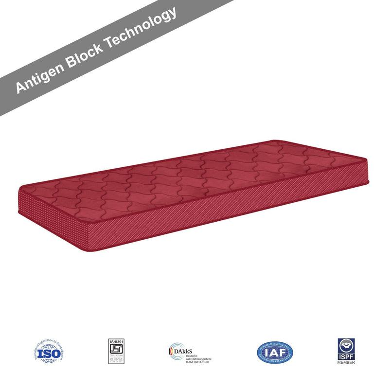 Coirfit 5 Inch Single Size Foam Mattress (Maroon, 78x36x5)