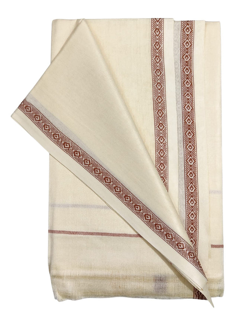 Arvore Bunkaar 100% Organic Desi Cotton Pure Handloom Soft Bhagalpuri Chadar/Summer Blanket/Khes/Top Sheet/AC Blanket in and Size- 240cm X 120cm (Cream with Design Border) (1)