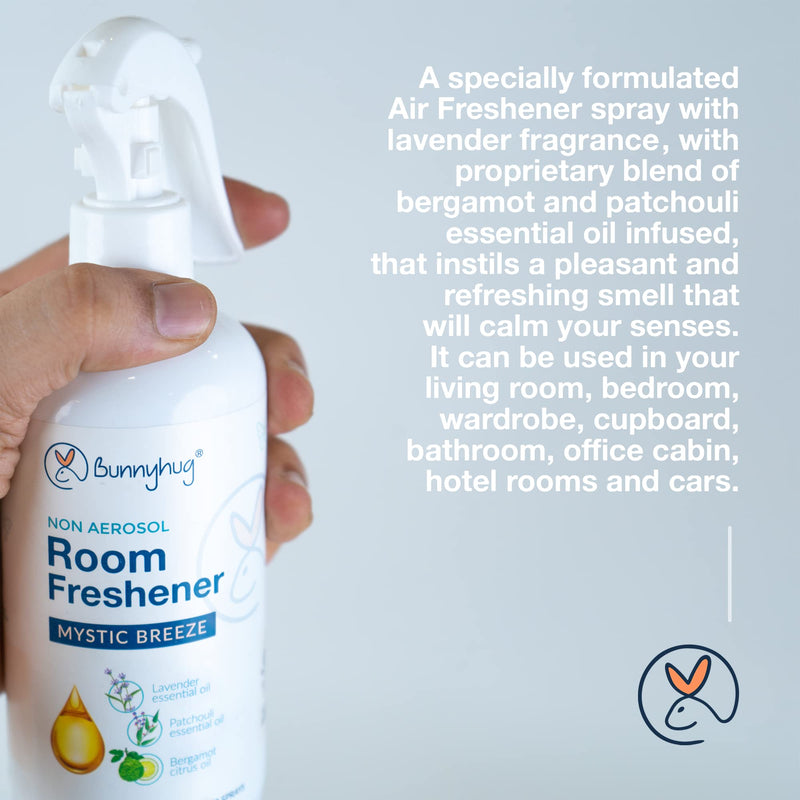 bunnyhug Room And Air Freshener Spray, Infused With Lavender Essentials Oils, Suitable For Home, Bedroom, Office, Car And Bathroom - 1300+ Sprays - 250 Ml, Pack of 1