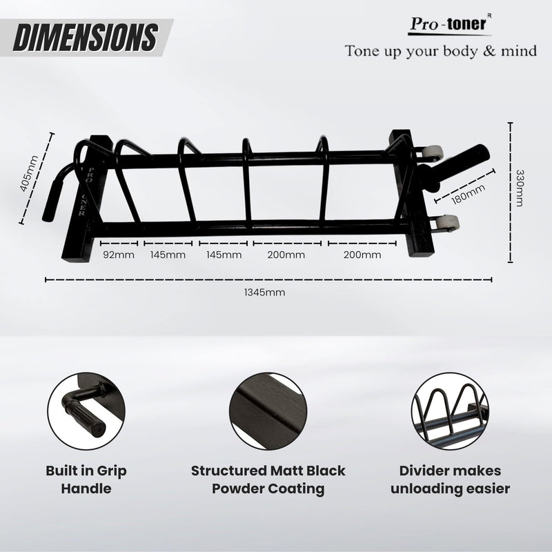 Protoner Bumper Cart for 180 to 250KG Weight Plates Storage Portable Steel Rack Stand of Home & Commercial Gym