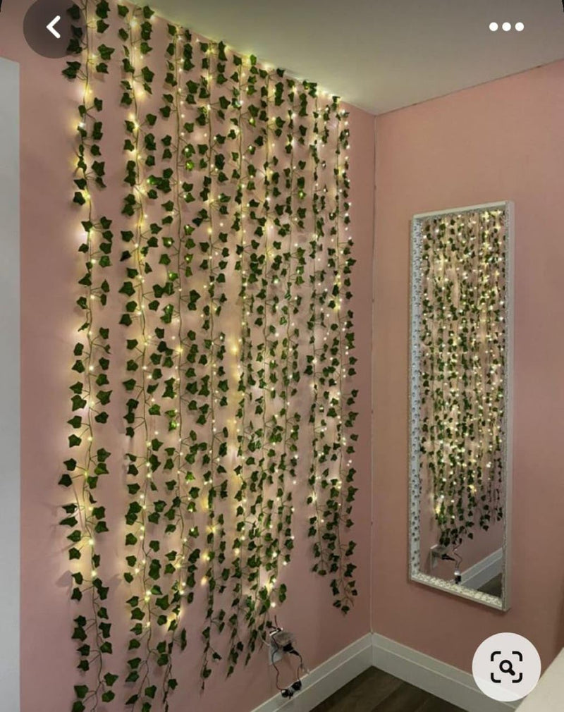 Artifical moneyplant Artificial Leaves Plants Greenery Hanging Vine Creeper Home Decor Wall Hanging Leaves (8 Feet Long)