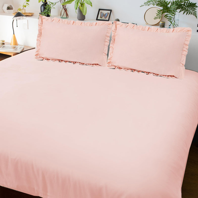 10Club King Size BedSheet Set (270 TC, 106 X 106 Inch) | 3 Piece Bedding(1 Bedsheet, 2 Pillow cover) | 100% Cotton | Shrinkage and Fade Resistant | Easy Care| Peach