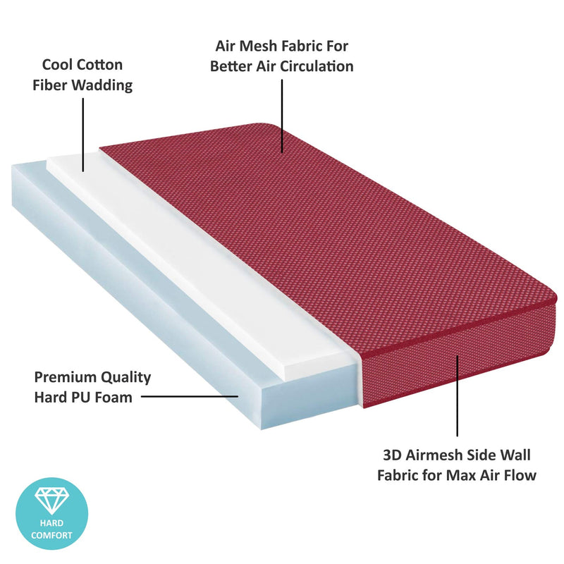 SLEEPSPA by Coirfit Natural STARLIFE� Extra Firm Direct from Factory 4' Inch Double Size Coir Mattress (72 x 48 x 4, Red)