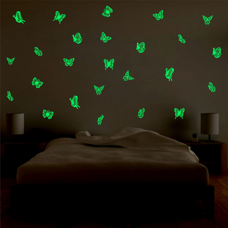 Decor kafe Glowing Butterfly Fluorescent Luminous Stickers, Night Glow Stickers Glow in Dark Stickers Kids Boys Girls