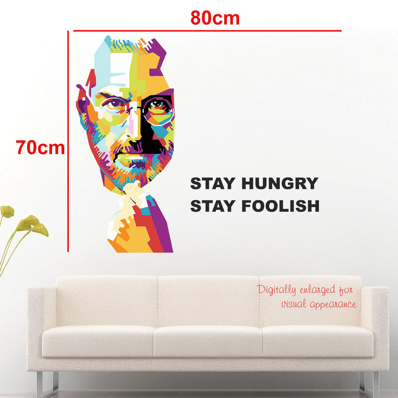 StickMe 'Steve Jobs - Chase Your Dreams - Office - Motivational - Inspirational - Quotes - Warp Art - Creative - Colourful Wall Sticker ' -SM580 (Multi Colour, Vinyl - 80cm X 70 cm)