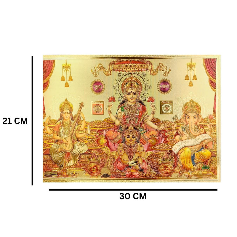 ANNACREATIONS Laxmi Sarsvati Ganesh & Kuber Wall Sticker Vinyl for Pooja Room Office Just Peel & Stick Size 30 X 21 cm Pack of 1