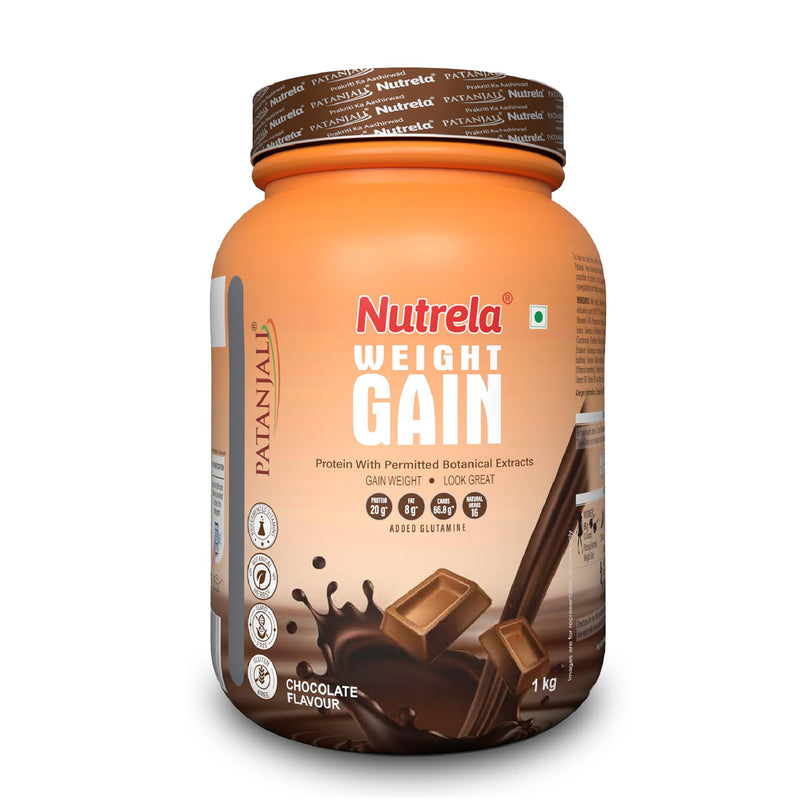 Nutrela Weight Gainer - 1kg Chocolate Flavor (Pack of 2) | 20g Protein, 66.8 Carbs | Ideal for Athlete, Men, Women & Kids above 10 Year