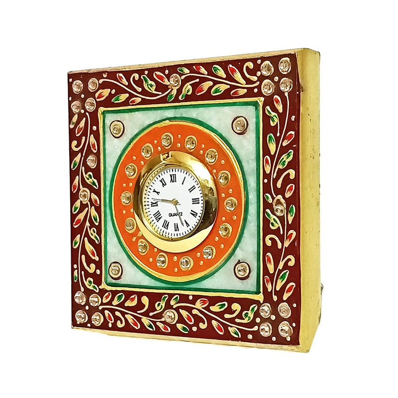 Handicraft Kingdom Clock For Kitchen Decoration Mini Cute Home Bathroom, Office Tabletop Display, Living Room, Bedroom & Bedside Gift With Ganesh Chowki| Approx Size (4 x 4 Inch & Wt (600 Gm Pack Of 3