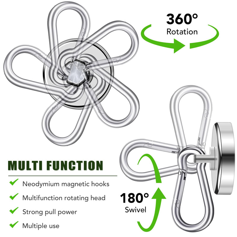 Swivel Swing Powerful Magnetic Hooks,Strong Heavy Duty Neodymium Magnet Hooks,Great for Your Refrigerator and Other Magnetic Surfaces,Pack of 4