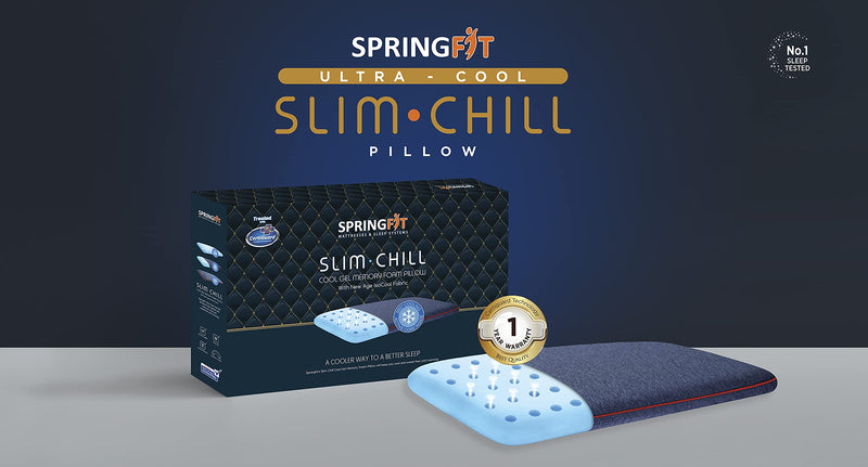 Springfit Slim Chill Cooling Gel Memory Foam Orthopedic Premium Bed Pillow for Spine Support- 1 Piece (17x25)