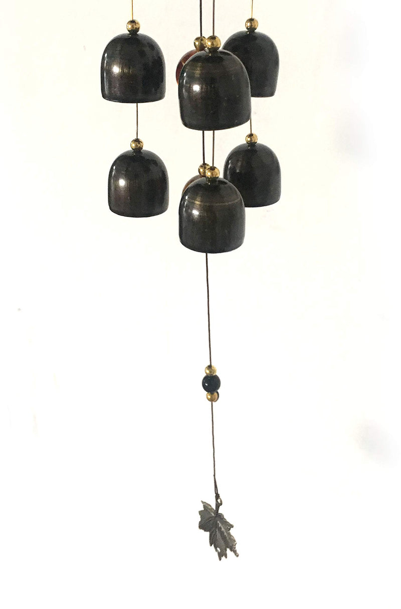 CrazyCrafts Metal Wind Chimes for Home Balcony Garden Positive Energy, Home Decor Hanging Long Brass Bells Gifts for Loved Ones 6 Bells Black Metal