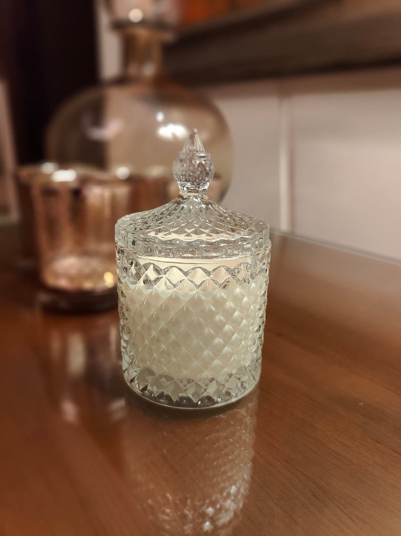 Bumbleberry Beautiful Crystal Glass Jar Scented Candle Combo (Big & Medium Jar) | Soy Wax | Hand Poured | Luxury Candles | 10 Premium Fragrance Options | Gifting | Home Decor |930 Gm (Rose)