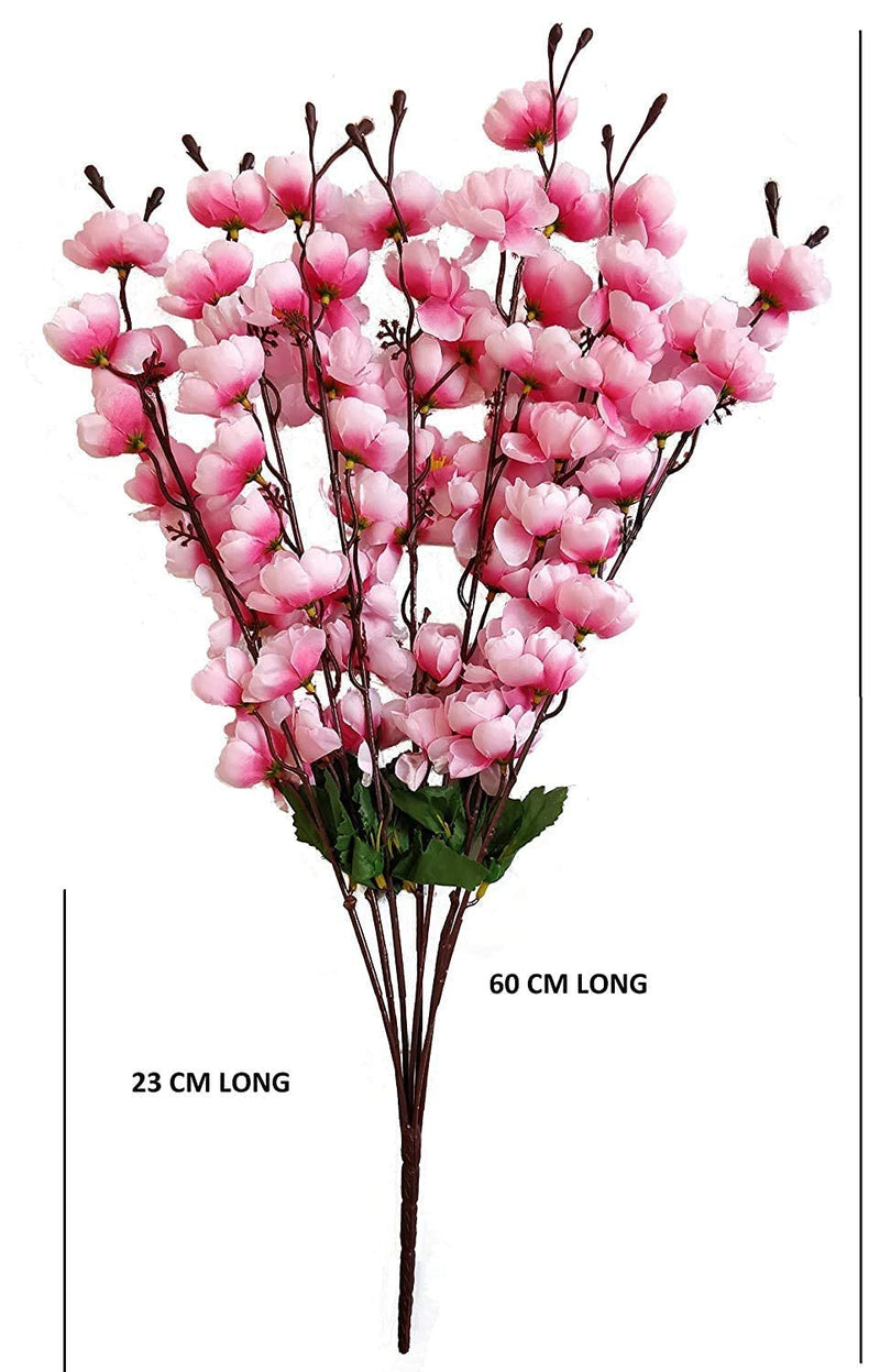 Diktmark Artificial Cherry Blossom Flower Stick | Flower Bunch for Vase, Home Decor Party, Office, Festival Theme Decorative (Pack of 4)