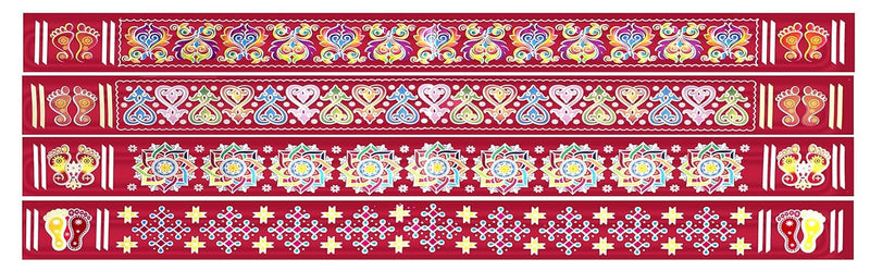 ABS HERBALS Vinyl Self-Adhesive Rangoli/Kolam Sticker ? Traditional Handmade Kolam Art/Design Sticker for : Pooja Room, Home Entrance, Tile, Floor, (Meroon:RM2,RP2 Pack of 4Pcs)