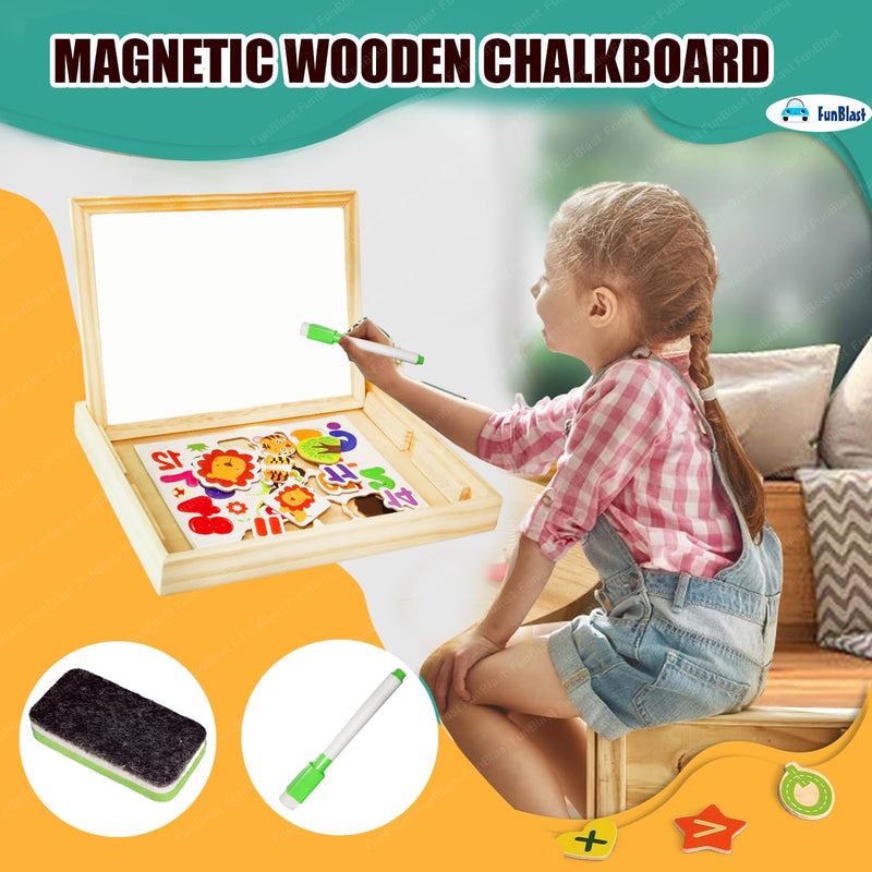 FunBlast Multifunctional Magnetic Wooden Chalkboard Kids Educational Toys Game Whiteboard Blackboard Drawing Toys for Children,Size- 30*23 cm