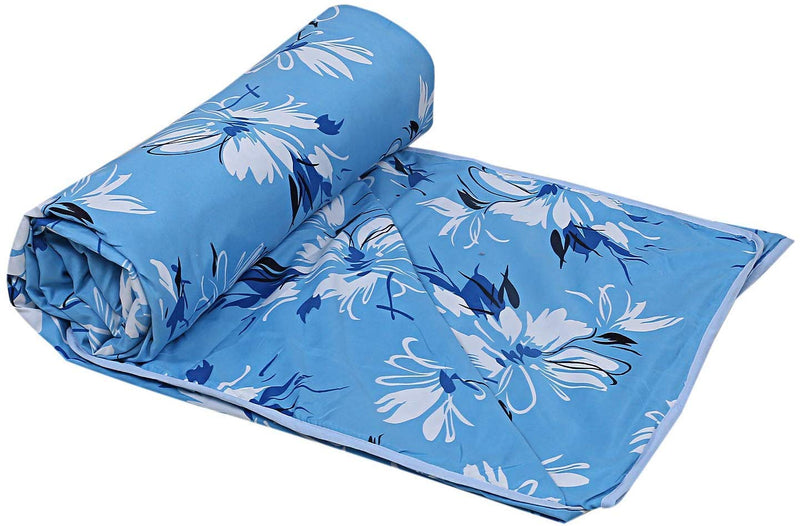 ROMAN HOME Microfiber Design Print only Single Bed Reversible ac Blanke/ac Dohar/Quilt (Single Bed, Blue Flower) Size 85 X 65 in.