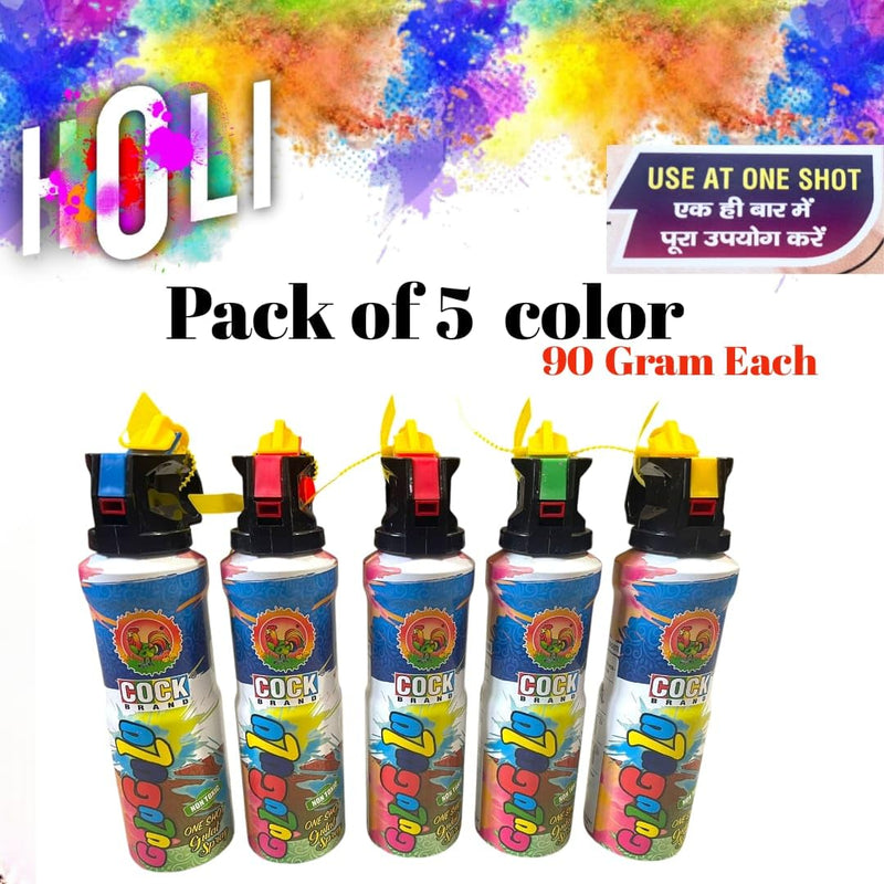 Eco Friendly Herbal Gulal Spray Set - Vibrant, Natural, Non Toxic Colors for Safe Holi Celebrations Easy to use Pack of 5