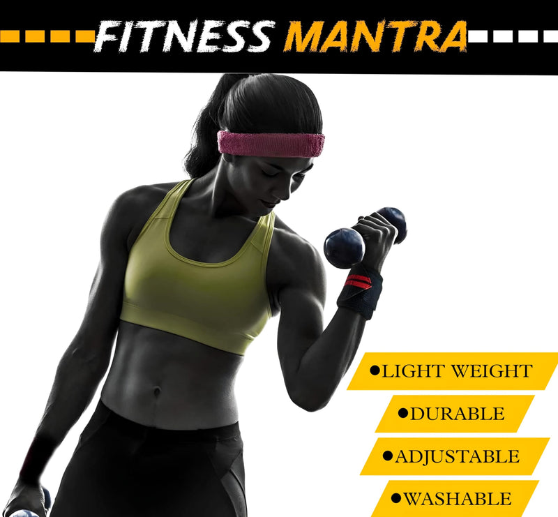 Fitness Mantra® Wrist Band for Men & Women Gym Accessories|Wrist Supporter|Wrist Wrap|Wrist Strap|Hand Grip Band|Weight Lifting Band|WristElastic Band|Size:- 18 x 3 Inches|Color Red|